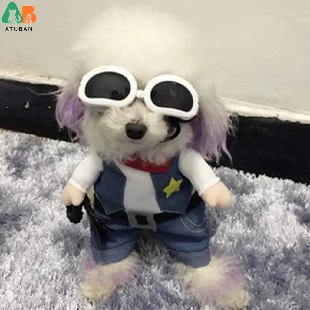 Trajes de Halloween para cães e gatos, uniforme de cowboy ocidental com chapéu, roupa engraçada de cowboy para animais de estimação, fantasia engraçada para gatos e cães pequenos