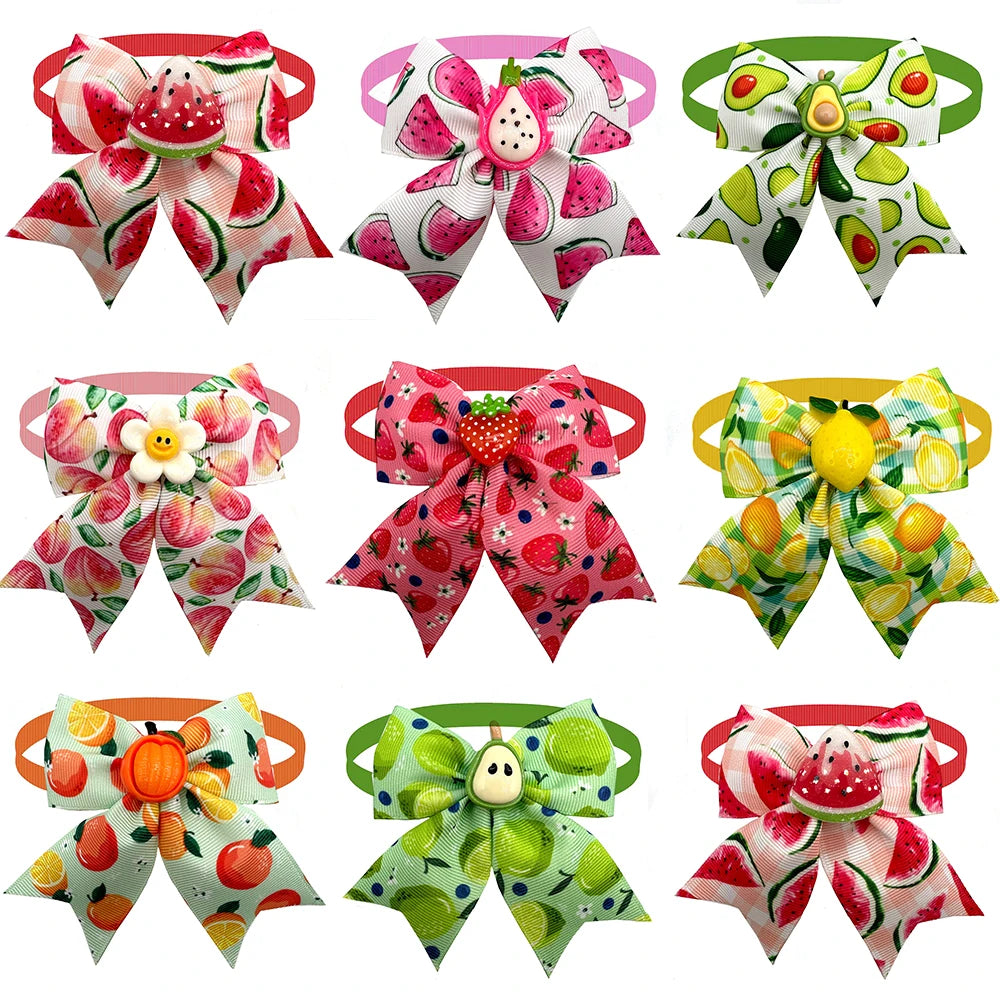 50 pçs estilo fruta pequeno cão gravatas borboleta padrão limão produtos para animais de estimação pescoço gravata coleira pet aliciamento suprimentos para pequenos acessórios para cães