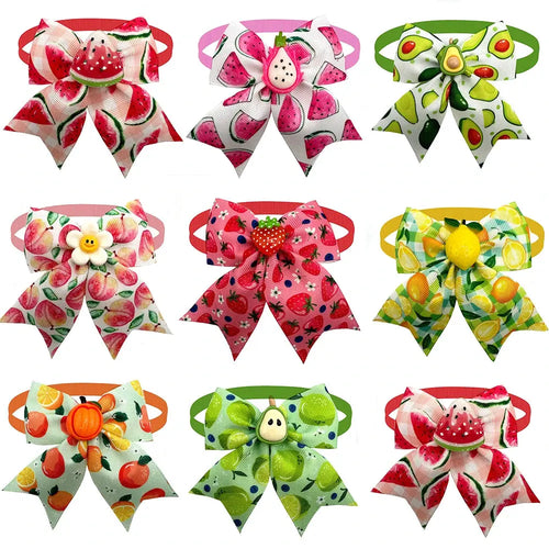 50 pçs estilo fruta pequeno cão gravatas borboleta padrão limão produtos para animais de estimação pescoço gravata coleira pet aliciamento suprimentos para pequenos acessórios para cães Kasa & Pet