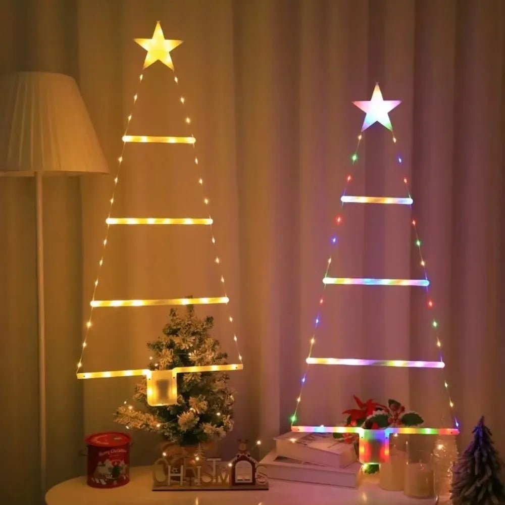 Luzes de Cordão LED em Forma de Escada para Árvore de Natal, Luzes de Fada Suspensas Alimentadas por Bateria, Para Decoração de Árvore de Natal e Casa