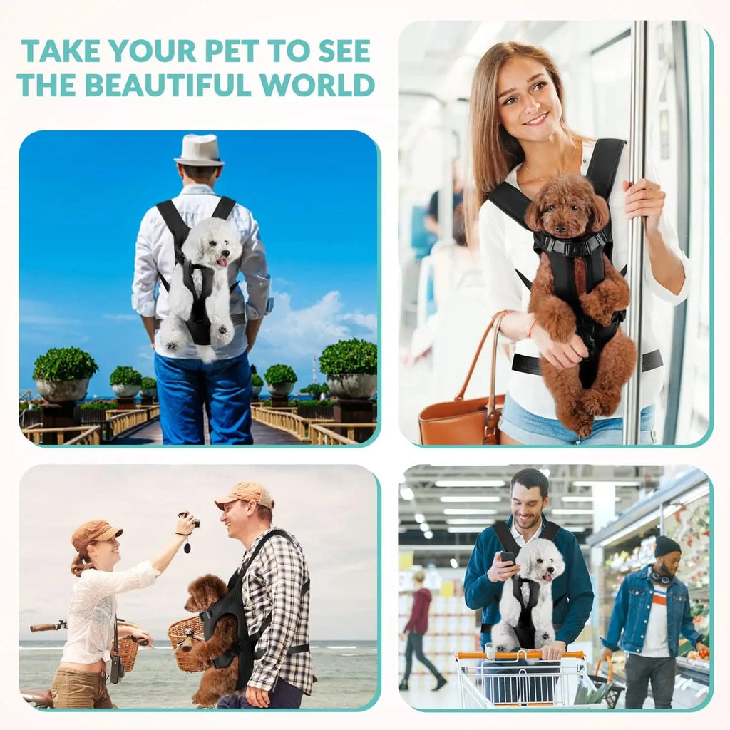 Mochila para transportar cães, esponja espessada, frente para animais de estimação, mochilas para transportar cães, portátil, ajustável, mãos livres, mochila para cães