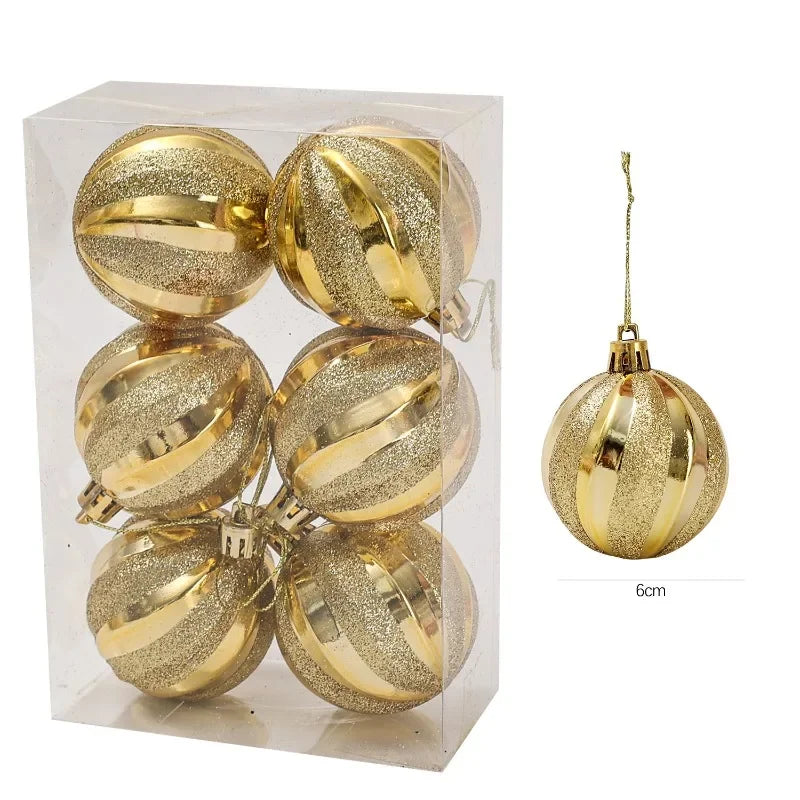 Bolas de Glitter de Natal 24/6x, Enfeites para Árvore de Natal, Bolas Pendentes para Árvore de Natal, Presente de Ano Novo, Decoração para Festa em Casa