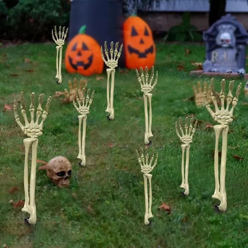 Decorações de Halloween para Casa: Cabeça de Esqueleto, Adereços Assustadores para Exterior, Mãos de Crânio Realistas, Pegadinhas para Quintal, Suprimentos para Festas e Festivais - Kasa & Pet
