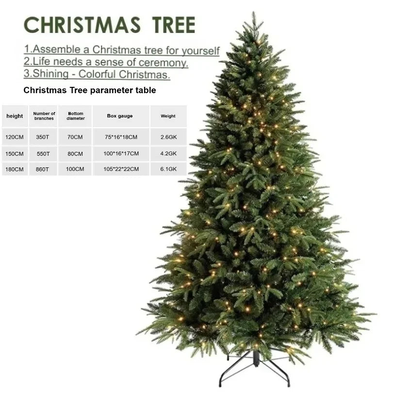 Árvore de Natal artificial, feita de PE com mistura de materiais e iluminação LED, árvore de Natal de alta qualidade, 1,2 m, decorações para o Natal e Ano Novo.