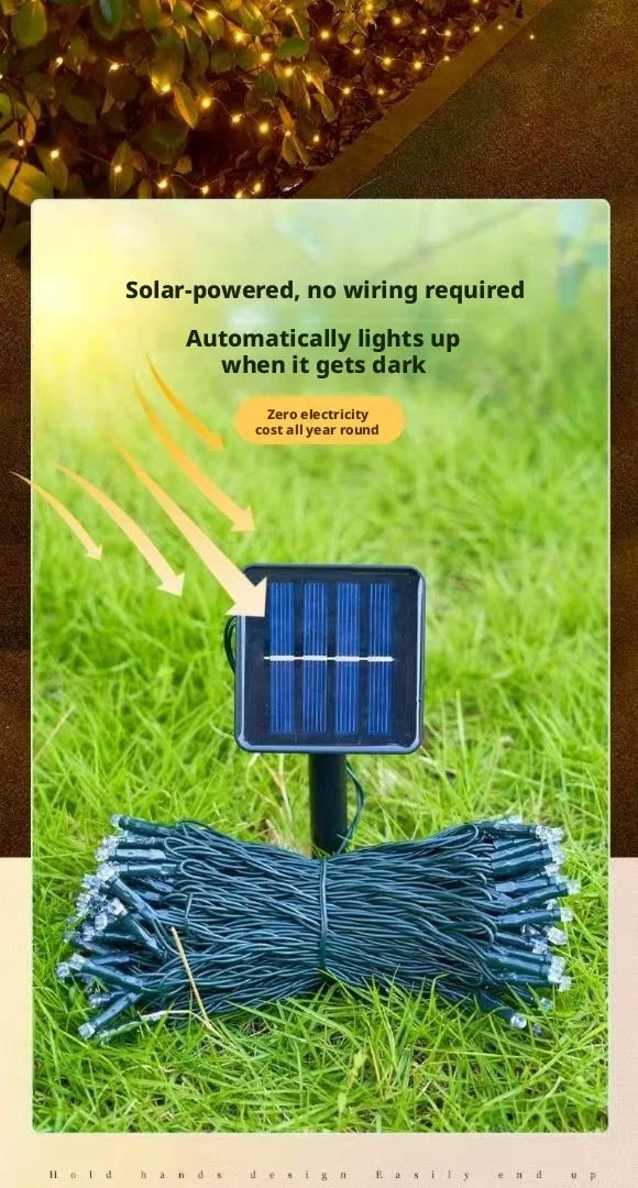 Luzes de Cordão Solares LED 300LED 8 Modos à Prova d'Água Luzes de Fada Alimentadas por Energia Solar para Decoração de Natal ao Ar Livre Lâmpada Estrelada