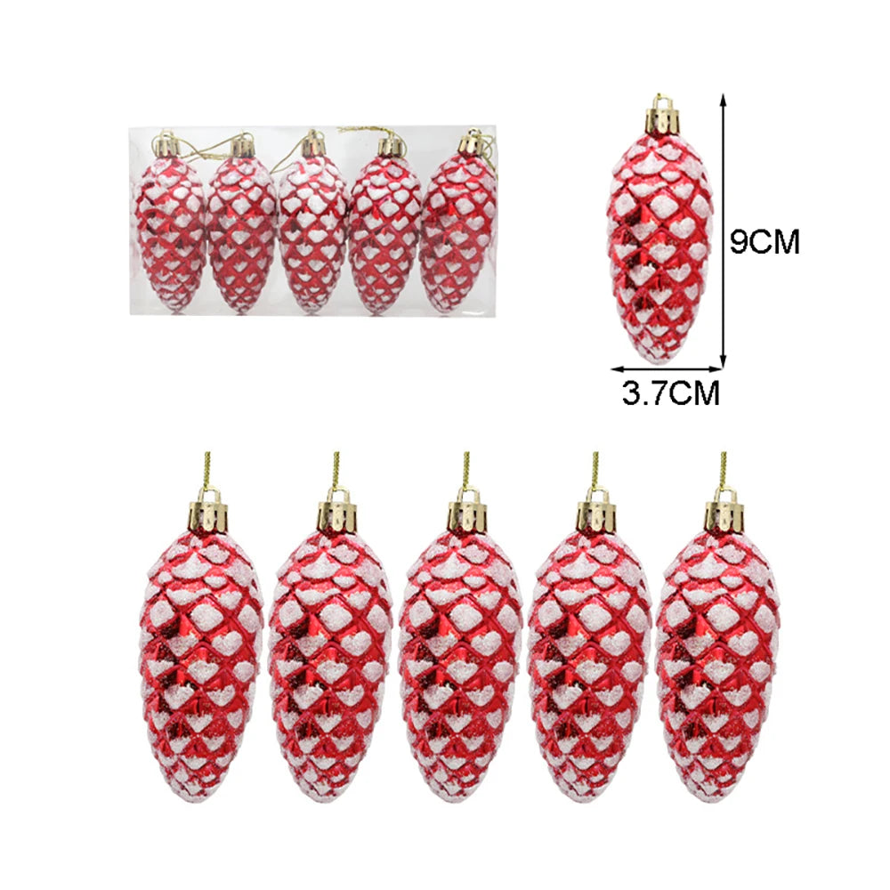 Decorações de doces para árvore de natal, bastão de doces vermelho e dourado, pinhas, decoração de casa de natal 2025, enfeite de árvore de natal