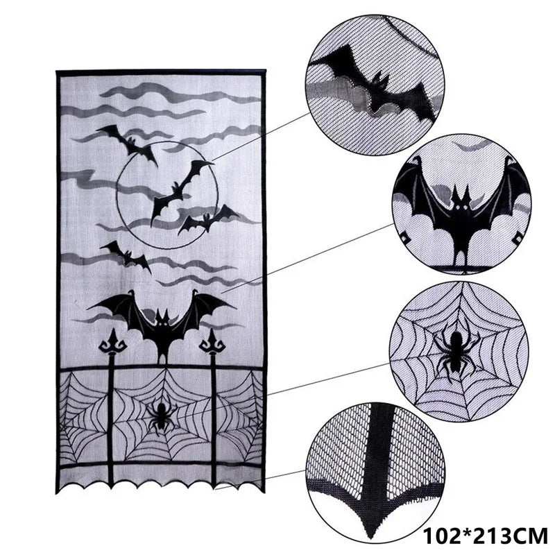 Kit de Decorações de Halloween: Toalha de Mesa com Teia de Aranha, Caminho de Mesa, Decoração para Lareira, Toalha de Mesa com Renda e Teia de Aranha, Decoração para Festa de Halloween - Kasa & Pet