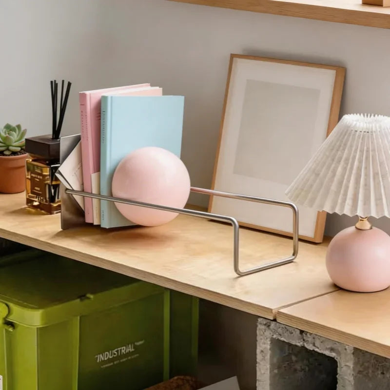 Gravity Ball Book Stand Creative Desktop Book Holder Mid Century Bauhaus Magazine Organizer Chic Office Newspaper Rack