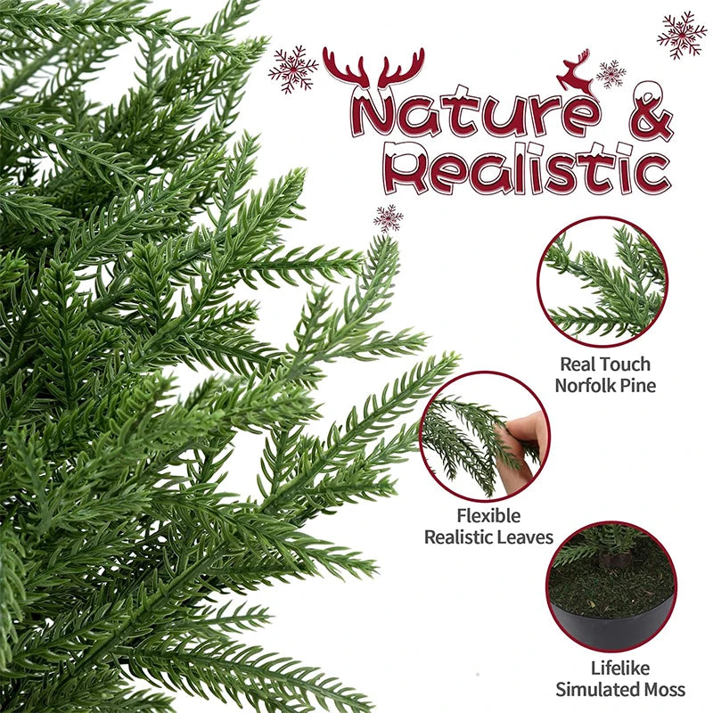 Árvore de Natal Artificial de Pinheiro Norfolk de 60CM, Planta Falsa Impermeável para Jardim, Quintal, Varanda, Decoração de Férias de Inverno