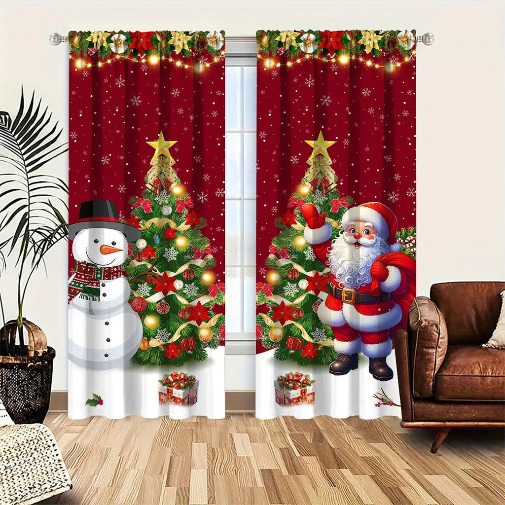 1/2 peças de cortina de Natal, decoração de Feliz Natal para casa, cortina de Natal 2025, enfeites de janela, presente de Natal 2026.