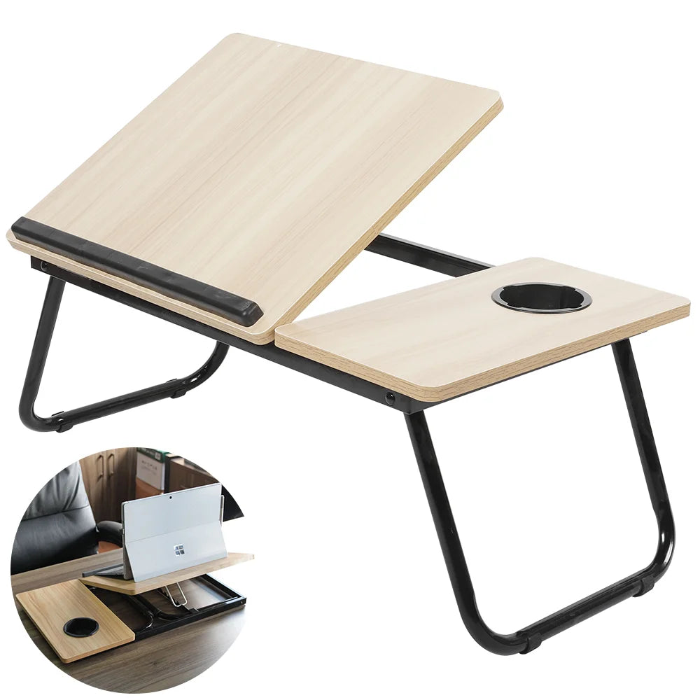 Mesa dobrável portátil para computador, mesa dobrável com ajuste de altura de 5 níveis para sofá e cama, dormitório, mesa de estudo em casa
