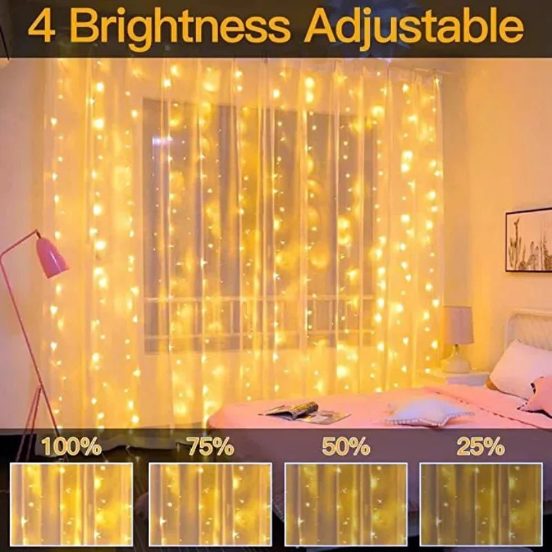 Luzes de natal led luzes de cortina de fadas 8 modo remoto usb festão decoração de natal para casa férias lâmpada de ano novo