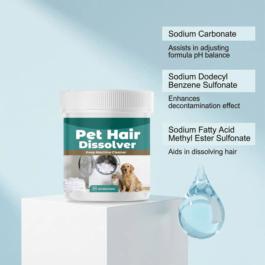 Removedor de Pelos de Animais para Lavagem 100g Aditivo Detergente para Máquina de Lavar Roupas, Carpete, Roupa de Cama, Tecido e Toalha