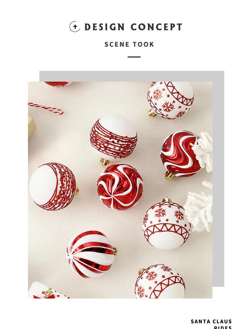 Conjunto de decorações de árvore de enfeites de Natal, bola de Natal inquebrável de 16 quilates, ornamentos pendurados de 2,36 polegadas para decoração de festas de fim de ano