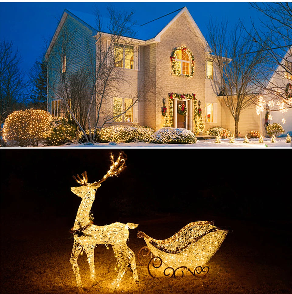 Luzes solares LED à prova d'água para exterior, cordão de luzes de fada, guirlanda de jardim, lâmpada solar de painel grande para decoração de festas