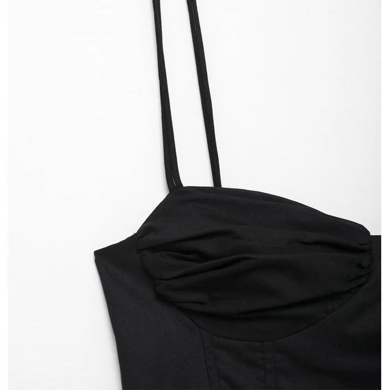 MUJER Black Corset Crop Top Women's Summer Camisole Backless Top Women's Sleeveless Bustier Top Women's 2025 Sexy Beach Tops for Women