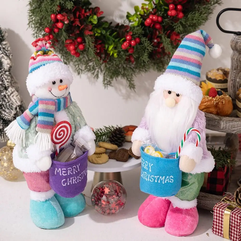 3d decoração de natal suprimentos criativo dos desenhos animados boneco de neve ornamentos chapéus coloridos bonito papai noel bonecas decorações da janela