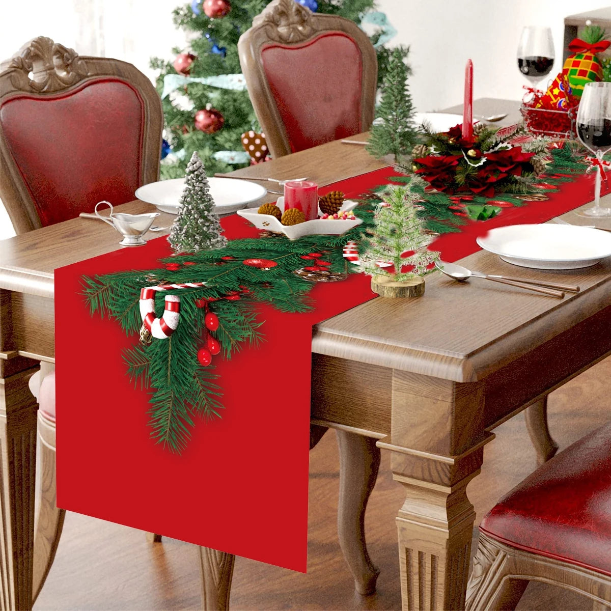 Natal papai noel corredor de mesa navidad natal noel árvore boneco de neve bandeira de mesa feliz natal decoração para casa 2025 ano novo 2026