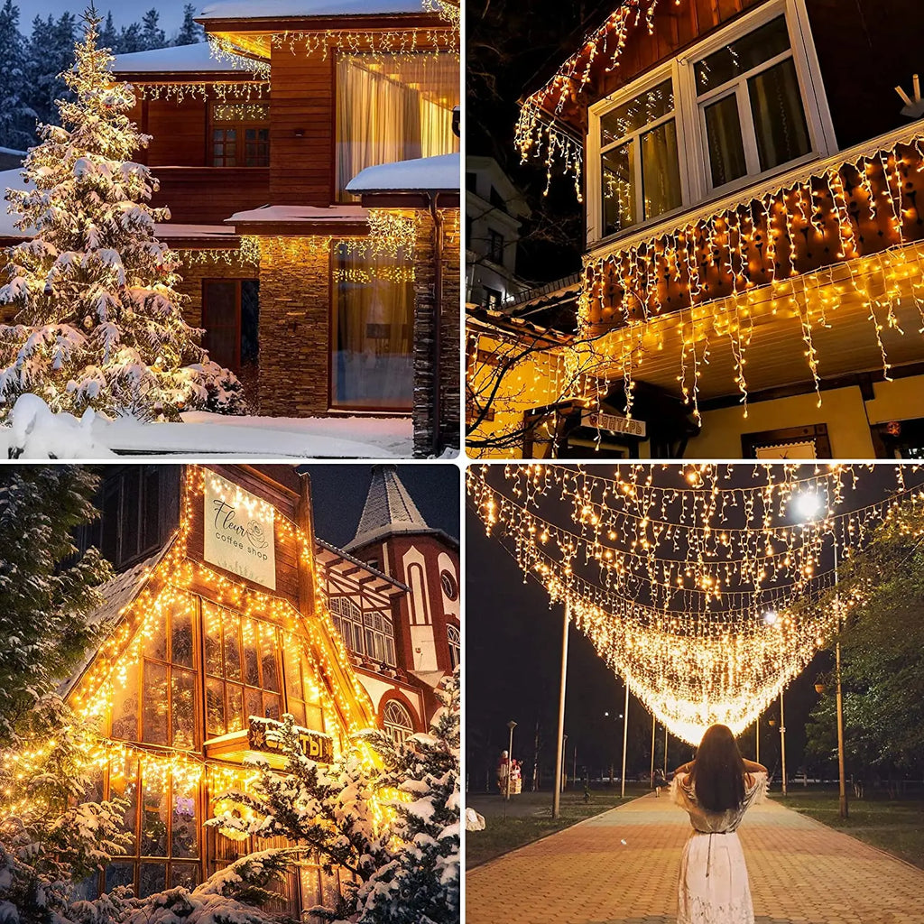 Decoração de natal 2024/2025 luzes de cortina led de gelo para queda ao ar livre 0.4/0.5/0.6m luzes de natal para casa ano novo 2025