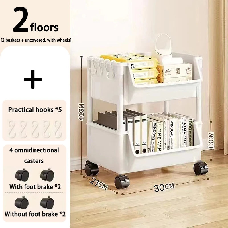 Organizador de cozinha rack de armazenamento móvel lanche brinquedo carrinho mesa lateral livro prateleira rack rodas