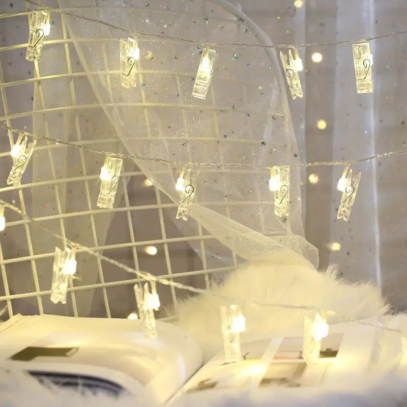 Luzes de Fada LED com Clipes para Fotos, 10 LEDs e 20 LEDs para Decoração de Natal e Presentes de Dia dos Namorados