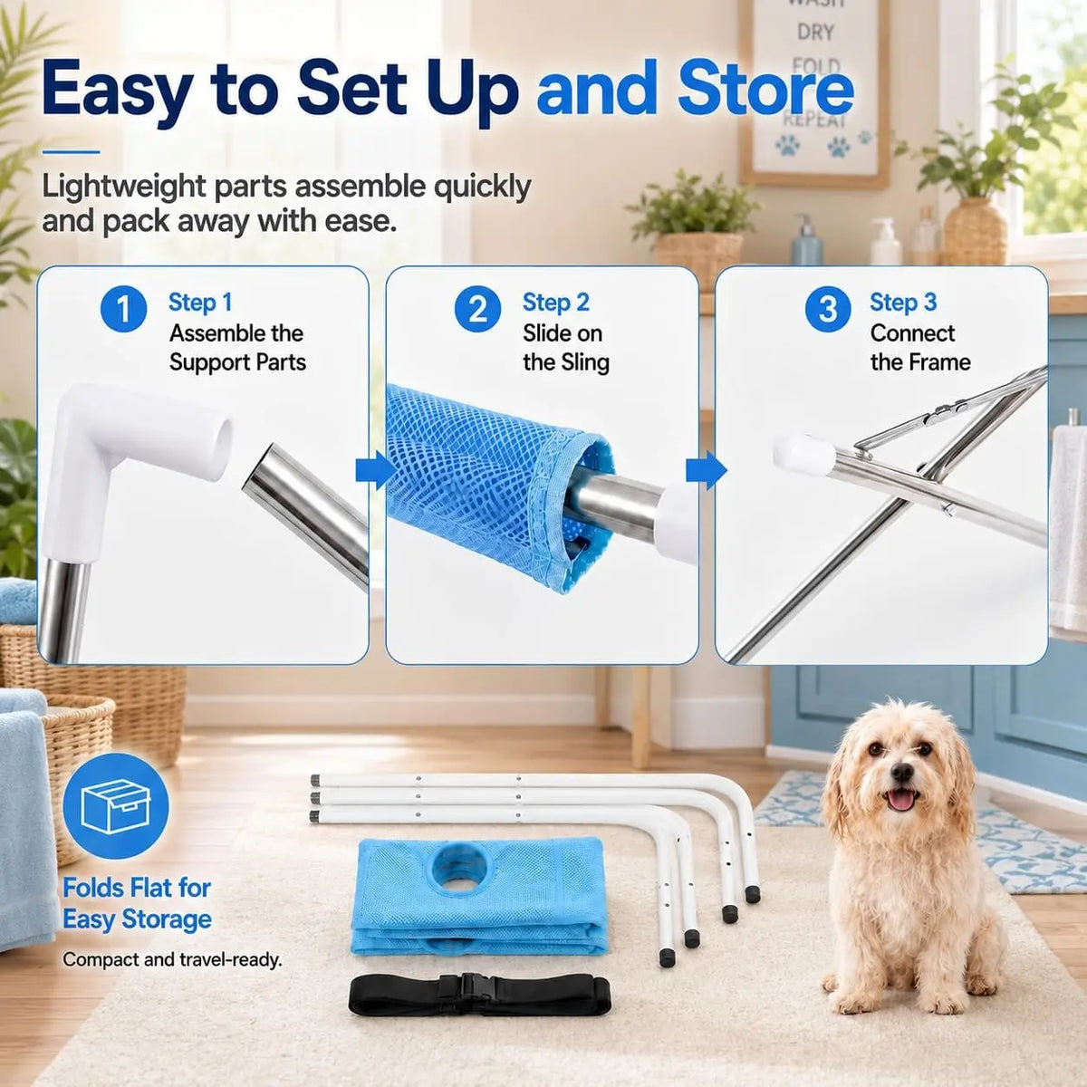 Rede de Banho Dobrável para Cães e Gatos, Suporte de Malha para Higiene, Banho e Corte de Unhas