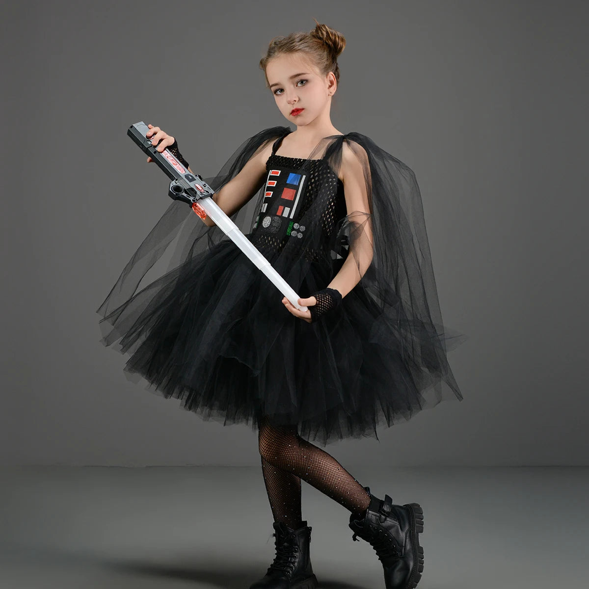 Meninas estrela escura vilão tutu traje vestido crianças halloween vader outfit crianças fantasia carnaval festa vestir-se roupas cosplay