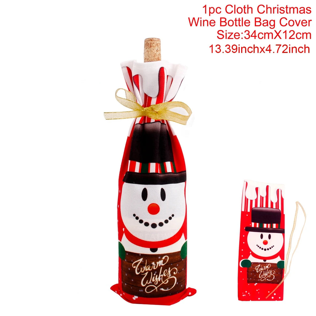Natal garrafa de vinho capa feliz natal decorações para casa 2025 navidad noel natal ornamentos presente de natal feliz ano novo 2026