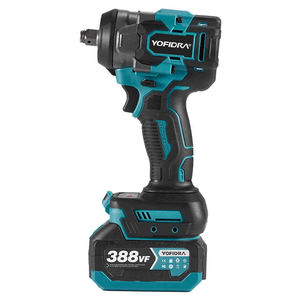 Yofidar com chave de impacto elétrica sem escova, 1200n.m, 5 engrenagens, 1/2 '', chave de fenda, ferramenta elétrica de reparo de carro para makita, pino de bateria de 18v