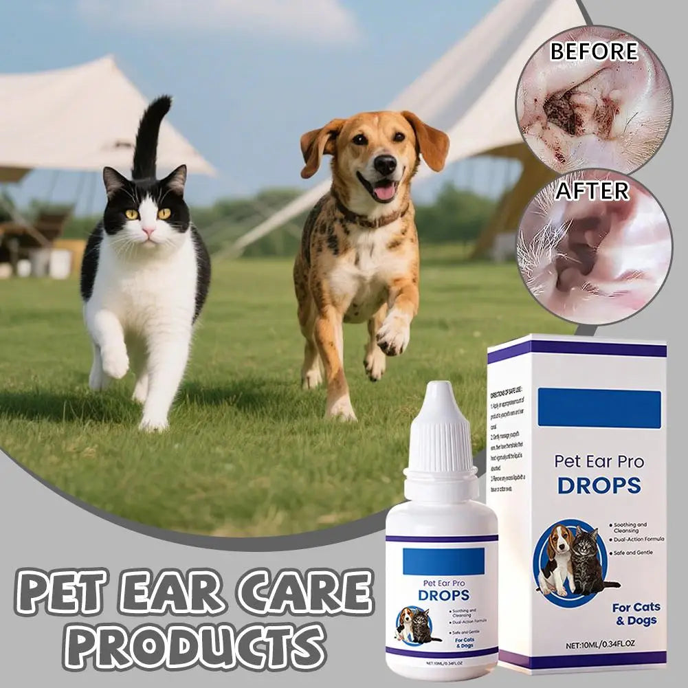 Gotas para Cuidado de Ouvidos de Animais de Estimação para Cães e Gatos Sensíveis, Seguras e Eficazes, 1/2/3 CAIXAS, Aliviam Coceira, Reduzem Odor, Líquido de Limpeza de Cera de Ouvido para Animais de Estimação