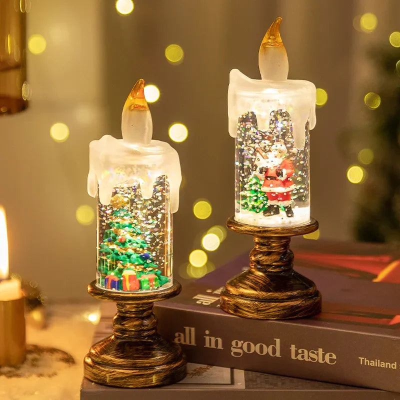 Natal led vela globo de neve luzes nevando floco de neve lâmpadas decorativas presentes criativos do feriado para decoração de natal