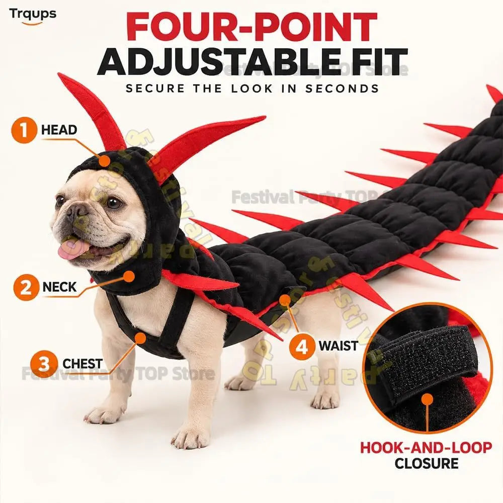 Fantasias de Halloween de Centopeia para Gatos e Cães, Roupas de Cosplay 3D de 50'', Roupa de Halloween para Animais de Estimação, Adereço Fotográfico para Uso Externo