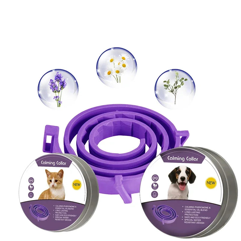 Coleira calmante para animais de estimação, para gatos, cães, ajustável, ansiedade, feromônio, reduzindo coleira para animais de estimação, duradoura, natural, calma, relaxar, calmante