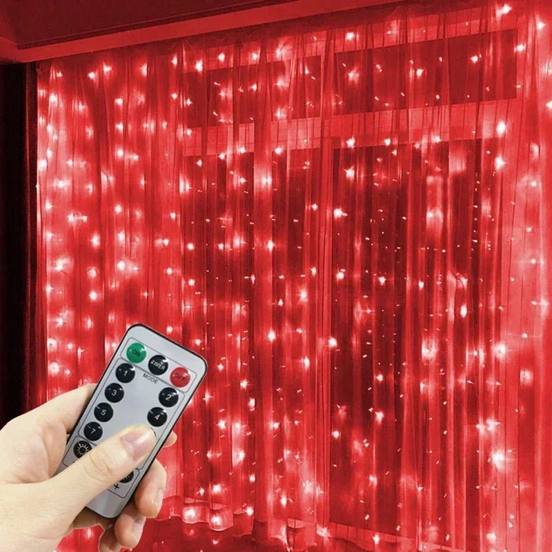 Ano novo 2026 lâmpada luzes de natal led fada string cortina luzes 8 modo remoto usb festão decoração natal para casa férias - Kasa & Pet