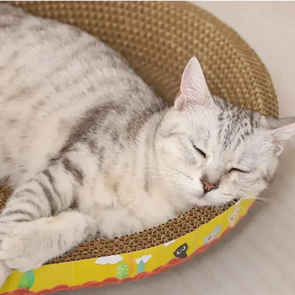 Placa de arranhar para gatos, proteção para móveis, brinquedos de garra, papel ondulado oval, resistente ao desgaste, ninho de gato, acessórios para gatos