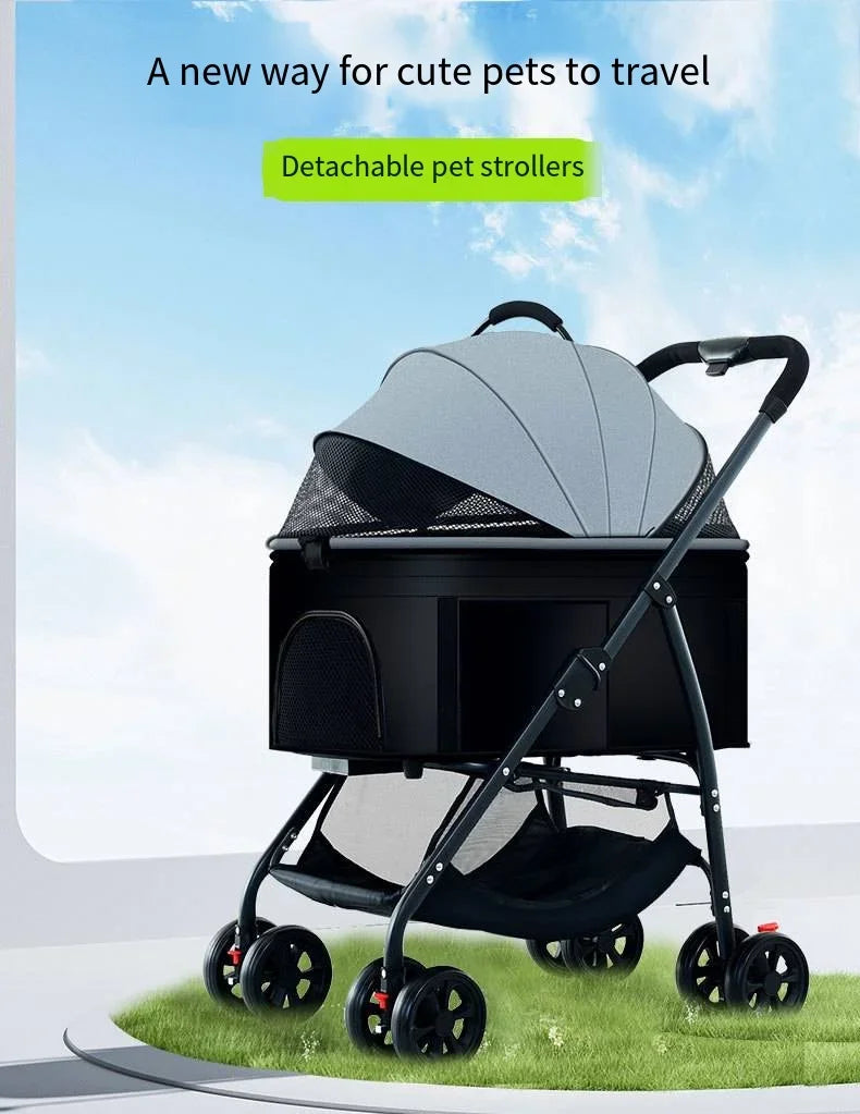 Carrinhos de Passeio para Animais de Estimação 3 em 1 Leves e Dobráveis Projetados Especificamente para Passear Cães, Gatos e Filhotes de Porte Pequeno e Médio ao Ar Livre