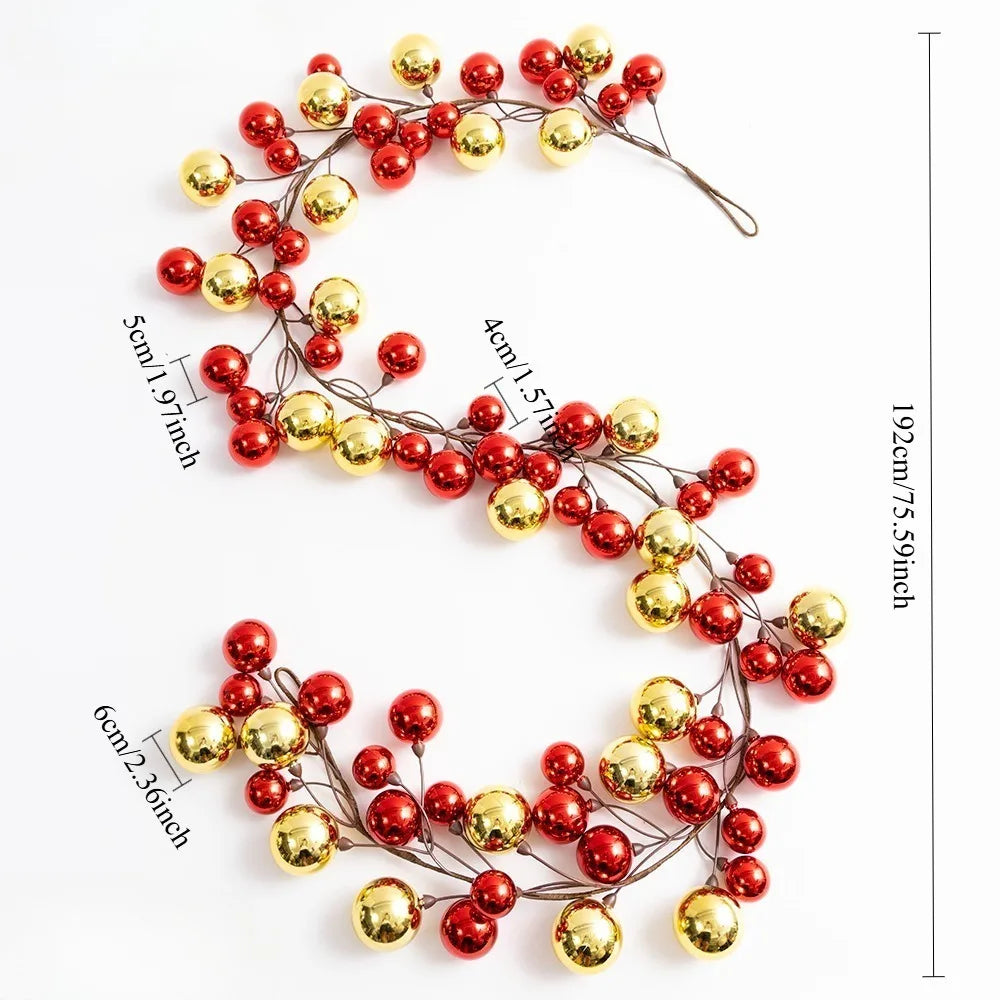 Guirlanda de Bolas Vermelhas e Douradas Longas para Decoração de Natal, Bolas de Natal Ideais para Decoração de Natal, Ano Novo e Aniversário, Decoração para Casa