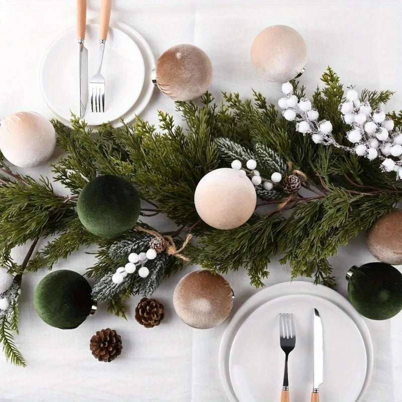 15 peças de Bolas de Veludo para Decoração de Árvore de Natal, Enfeites de Natal para Festas de Família, Casamentos e Decoração de Árvore de Natal