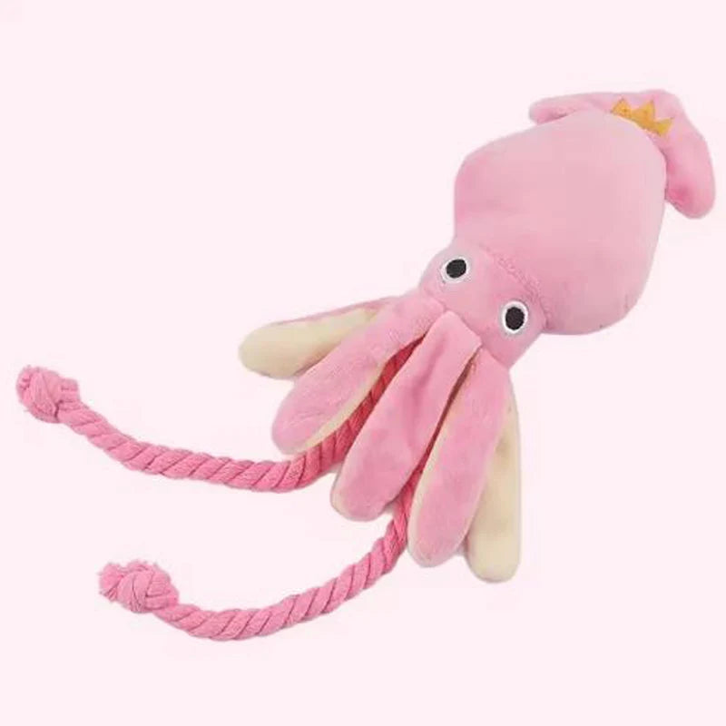 Brinquedos para cães; brinquedos para gatos; polvo de corda de algodão emissor de som; brinquedos de mastigar duráveis para limpar os dentes; brinquedos interativos para animais de estimação.