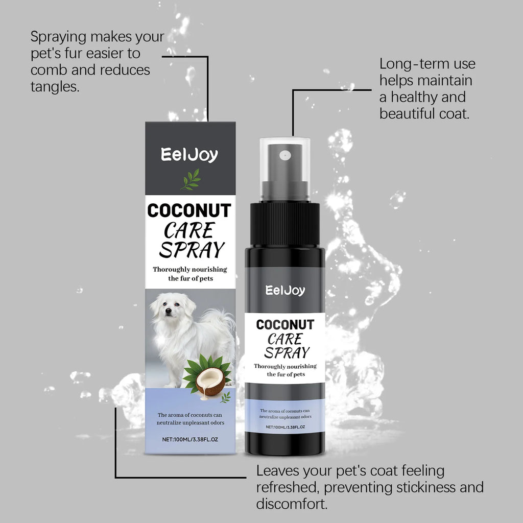 Spray de Cuidado para Animais de Estimação com Coco, Nutre o Pelo, Melhora a Textura do Pelo, Aumenta o Brilho, Elimina Odores, Fragrância Persistente, Spray de Higiene para Animais