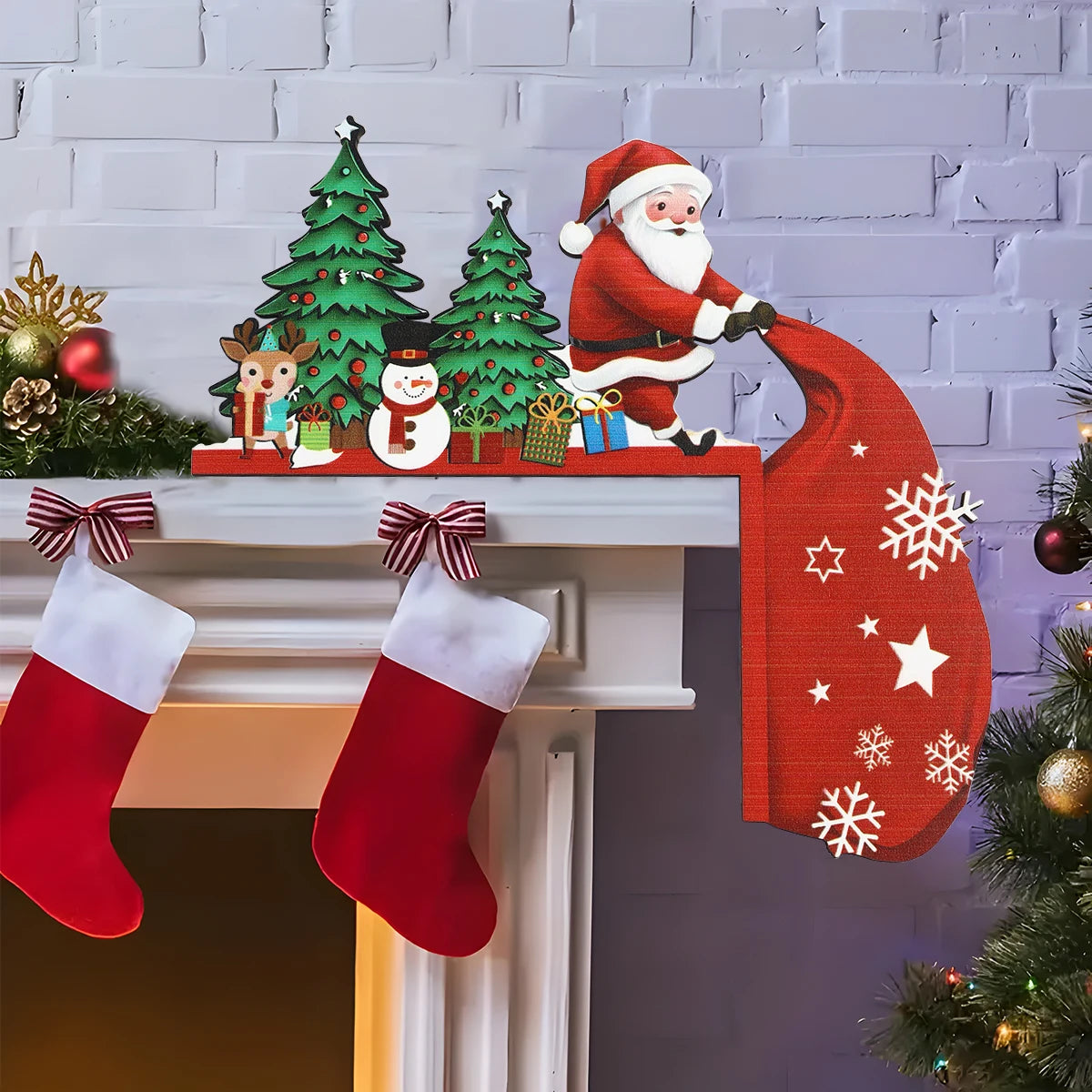Decoração de moldura de porta de natal decoração de feliz natal para casa 2025 pingente enfeites de madeira de natal navidad natal presente de ano novo