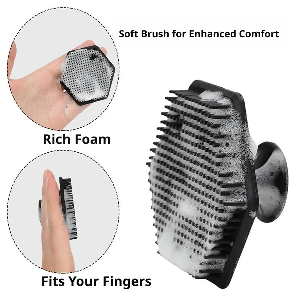 Escova de Limpeza Facial Hexagonal Portátil em Silicone, Esfoliante Facial Macio para Limpeza Profunda dos Poros