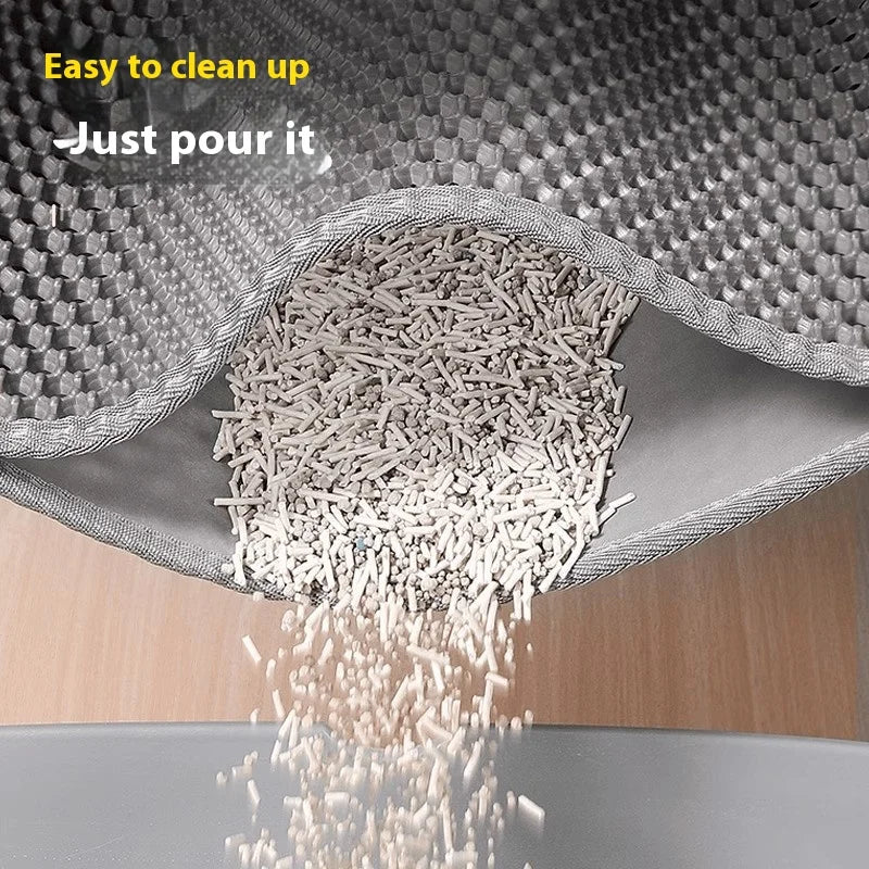 Tapete de areia extra grande para gatos, resistente, à prova d'água, 2 camadas, antiderrapante, lavável, protetor de piso para animais de estimação, caixa de areia