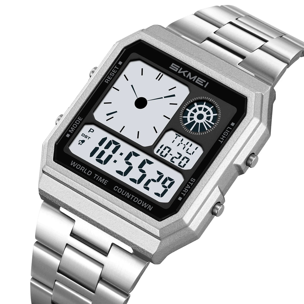 Skmei Electronics Sports Watches for Mens Classical Analog Digital Display Multiple Time Zone LED Waterproof Male 5 Alarm Clock