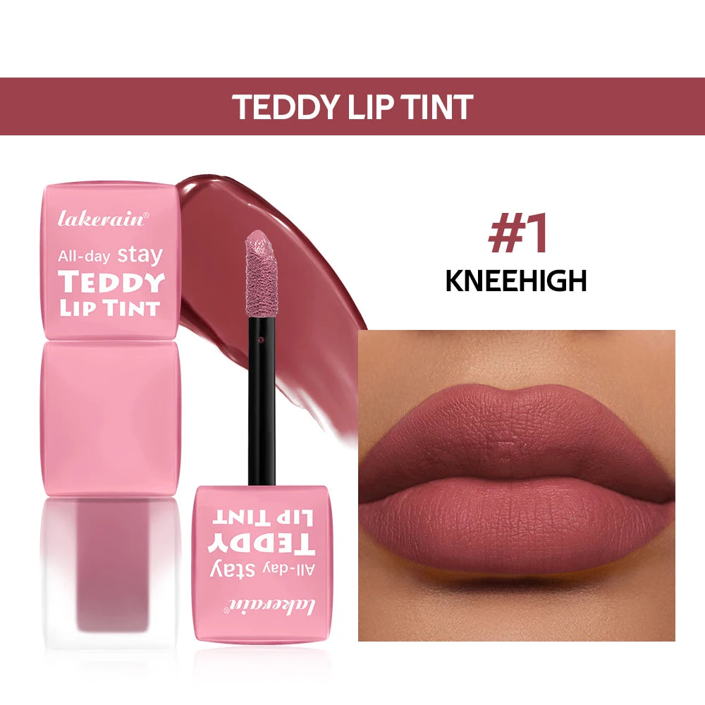 Teddy Tint Lip Color Set, Tear-Off Lip Gloss, Super Stay Long-Lasting 12H Matte Texture Waterproof Lipstick Cosmetics