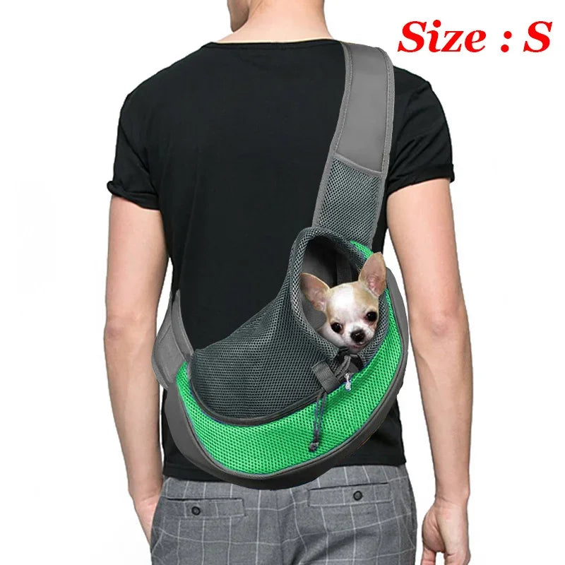 1pc cão para fora mochila, cão sling transportadora malha respirável viagem crossbody saco para filhote de cachorro gato caminhadas acampamento