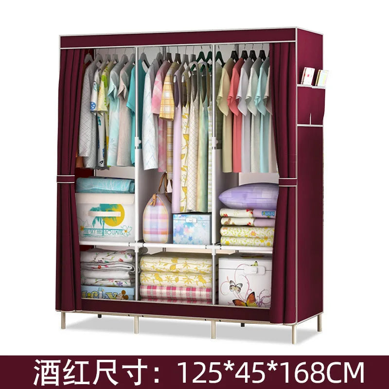 Guarda-roupa simples reforçado, armazenamento à prova de poeira, armação de aço, combinação do reforço, dormitório