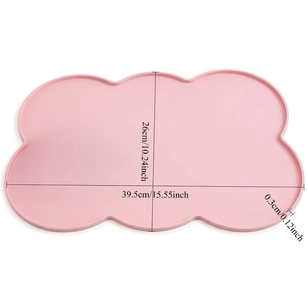 Tapete de Silicone para Animais de Estimação, à Prova de Vazamentos e Antiderrapante para Cães e Gatos, Tapete Oval para Tigelas
