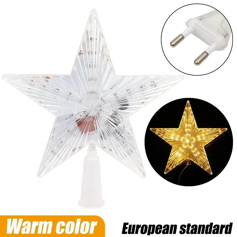 Estrela de natal árvore topper luzes led brilhante estrela lâmpada espumante luz da noite árvore de natal ornamentos superiores ano novo decoração de festa em casa - Kasa & Pet