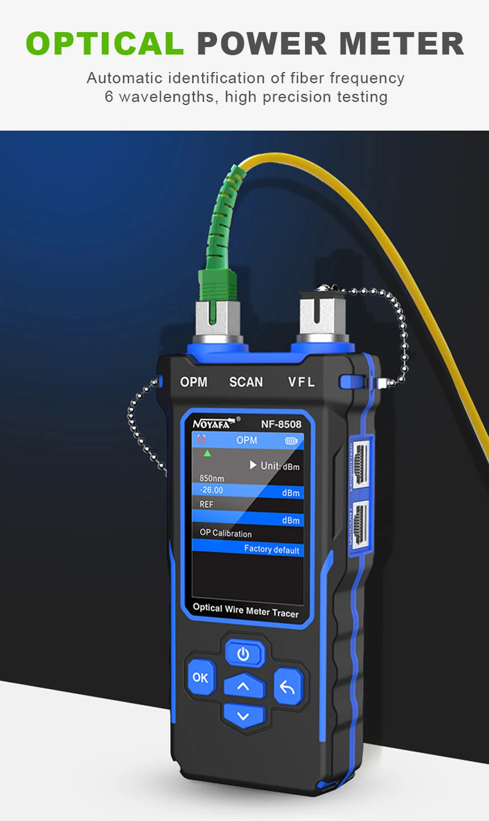 Noyafa-Network Cable Tester, Ethernet Cable Tracker, OPM VFL PoE Checker, Medir Comprimento, Wiremap, Ferramentas de Rede, NF-8508